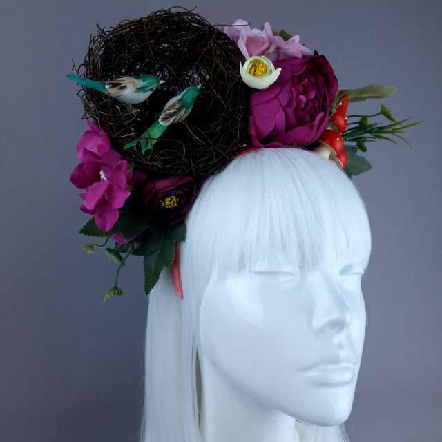 "Spring Has Sprung" Green & Plum Birds Nest Flower Crown
