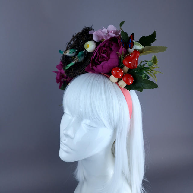 "Spring Has Sprung" Green & Plum Birds Nest Flower Crown