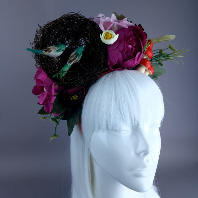 "Spring Has Sprung" Green & Plum Birds Nest Flower Crown