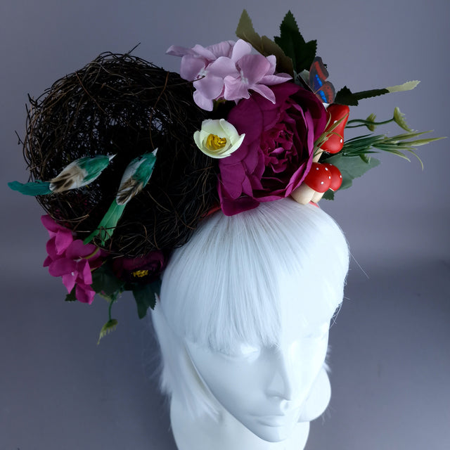 "Spring Has Sprung" Green & Plum Birds Nest Flower Crown
