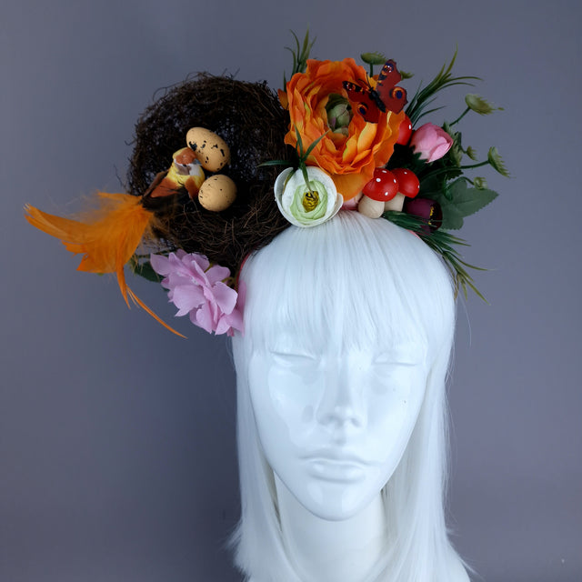 "Spring Has Sprung" Orange Birds Nest Flower Crown