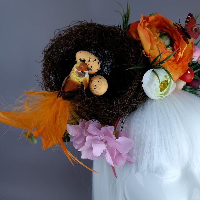 "Spring Has Sprung" Orange Birds Nest Flower Crown