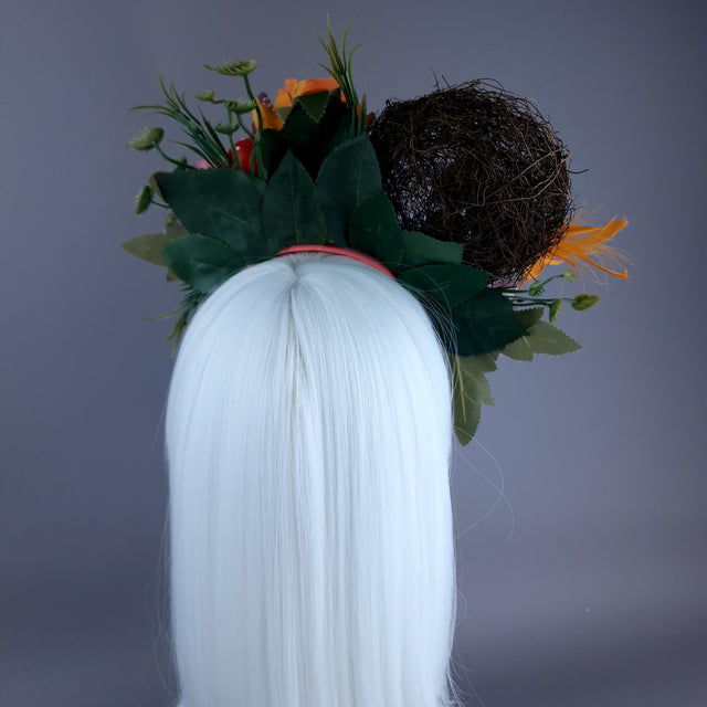 "Spring Has Sprung" Orange Birds Nest Flower Crown