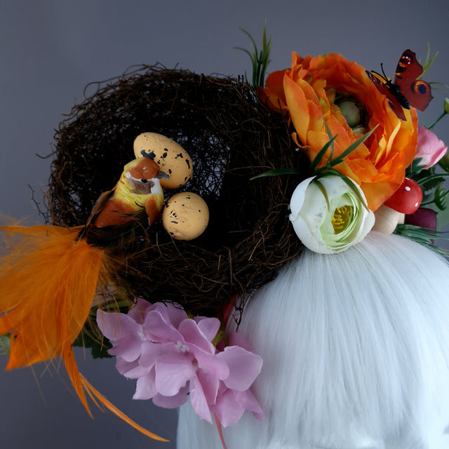 "Spring Has Sprung" Orange Birds Nest Flower Crown