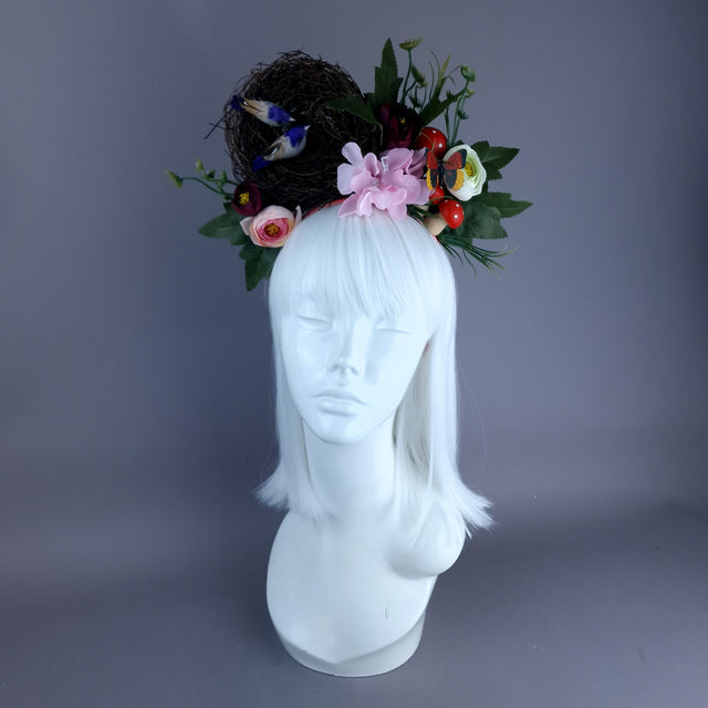 "Spring Has Sprung" Pink & Purple Birds Nest Flower Crown