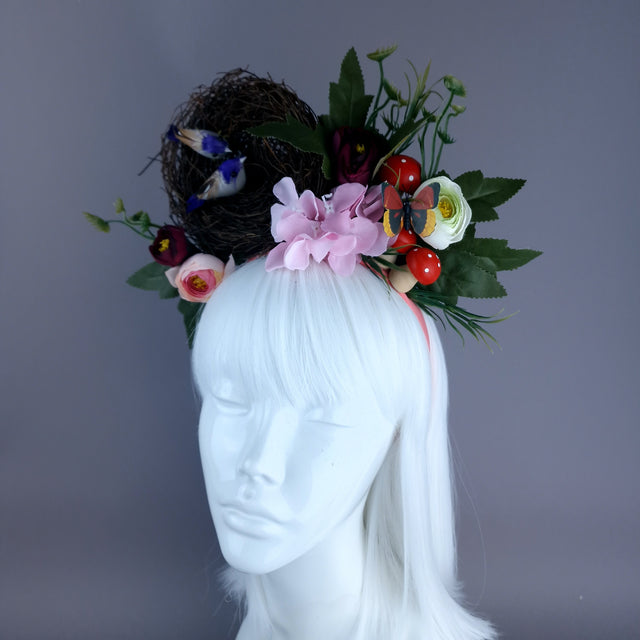 "Spring Has Sprung" Pink & Purple Birds Nest Flower Crown