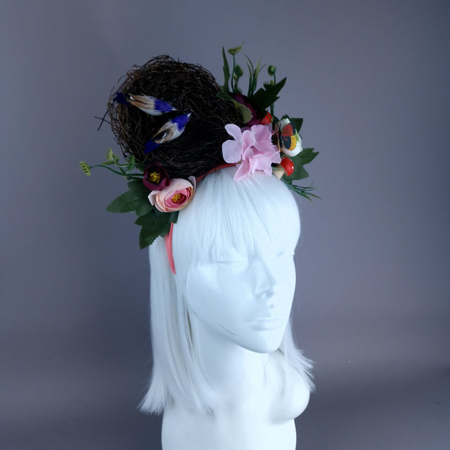 "Spring Has Sprung" Pink & Purple Birds Nest Flower Crown