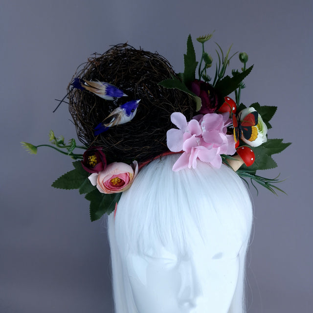 "Spring Has Sprung" Pink & Purple Birds Nest Flower Crown