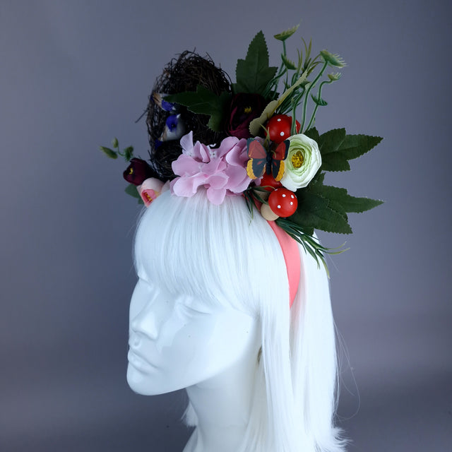 "Spring Has Sprung" Pink & Purple Birds Nest Flower Crown