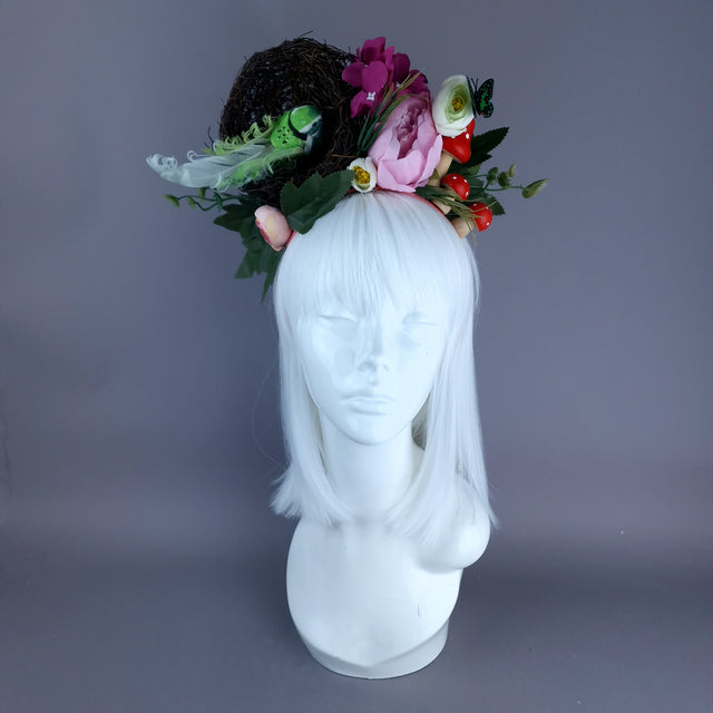 "Spring Has Sprung" Pink & Green Birds Nest Flower Crown