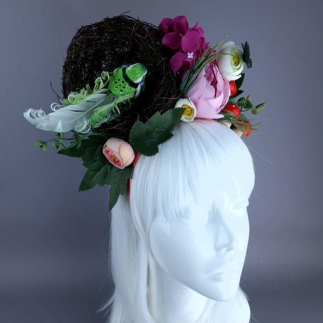 "Spring Has Sprung" Pink & Green Birds Nest Flower Crown