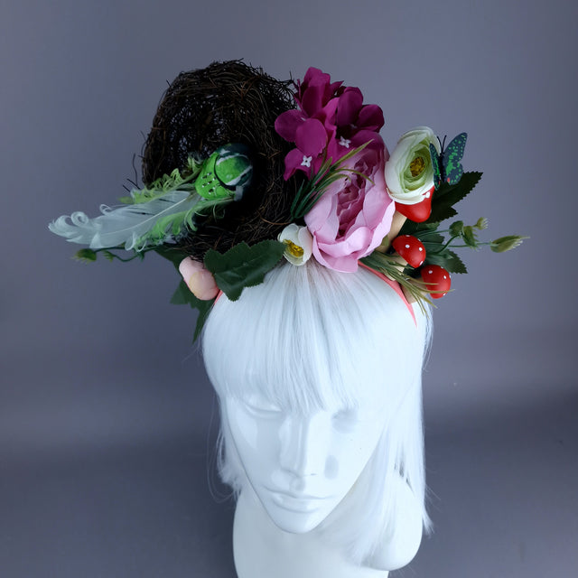 "Spring Has Sprung" Pink & Green Birds Nest Flower Crown