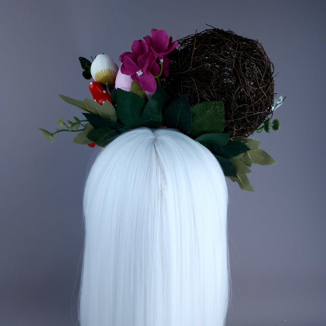 "Spring Has Sprung" Pink & Green Birds Nest Flower Crown