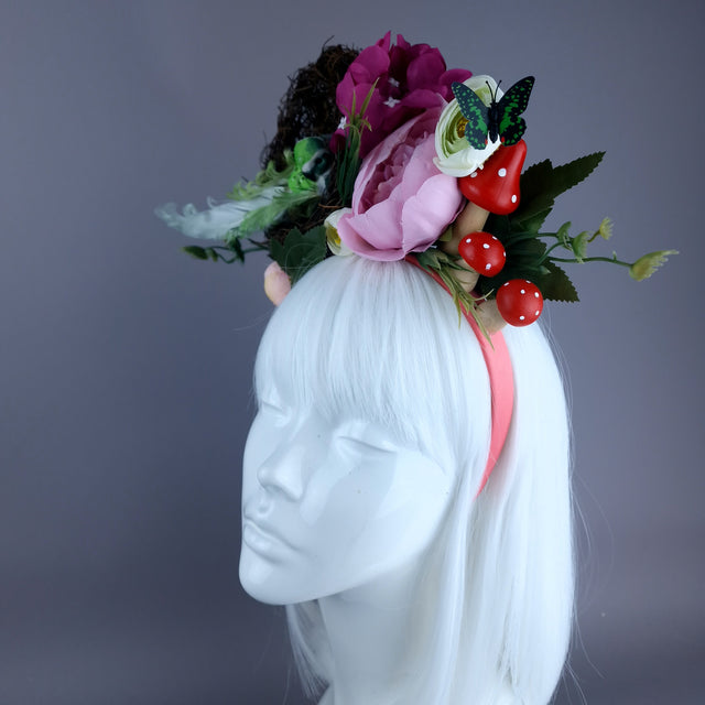 "Spring Has Sprung" Pink & Green Birds Nest Flower Crown