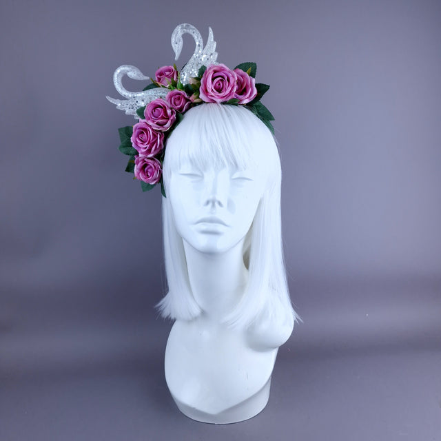 "Avelina" Glitter Birds Pink Roses Crown
