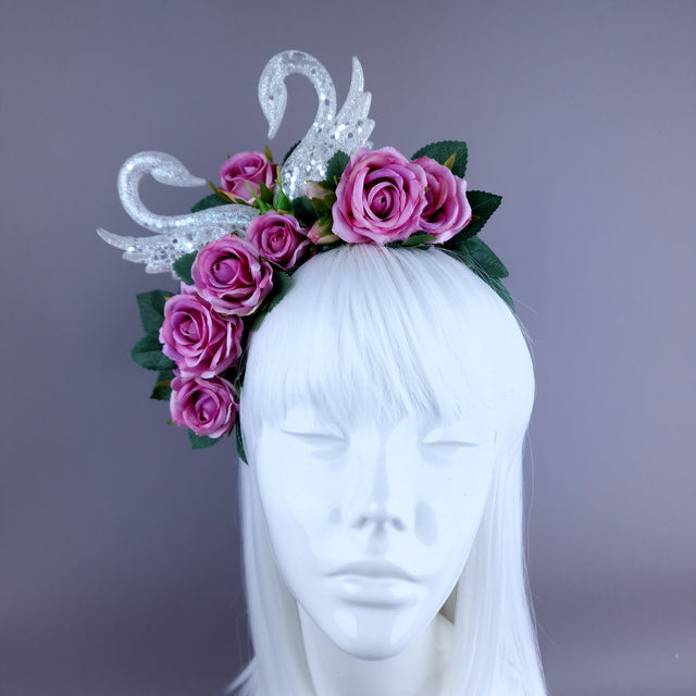 "Avelina" Glitter Birds Pink Roses Crown