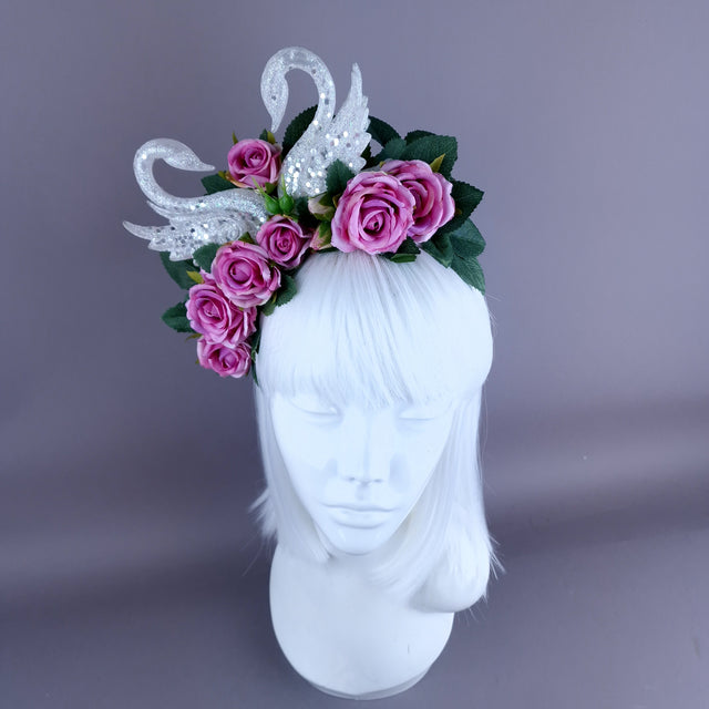 "Avelina" Glitter Birds Pink Roses Crown