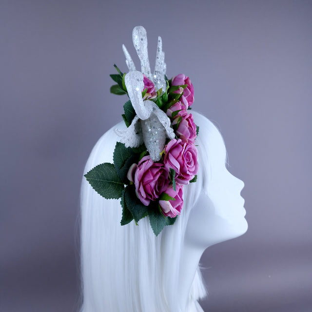"Avelina" Glitter Birds Pink Roses Crown