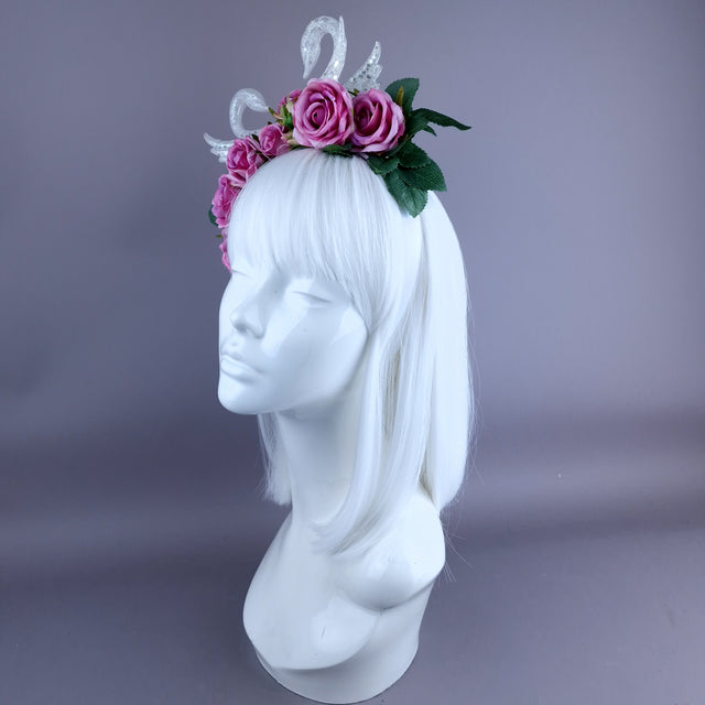 "Avelina" Glitter Birds Pink Roses Crown