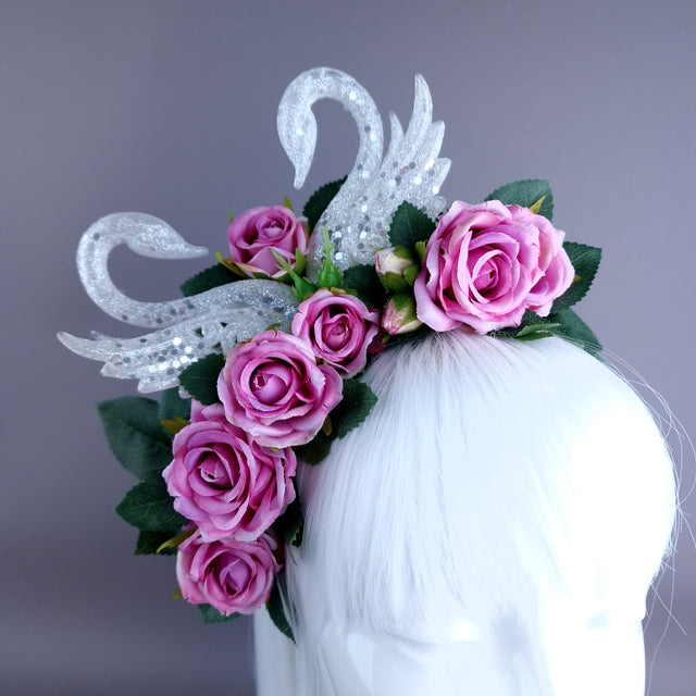 "Avelina" Glitter Birds Pink Roses Crown