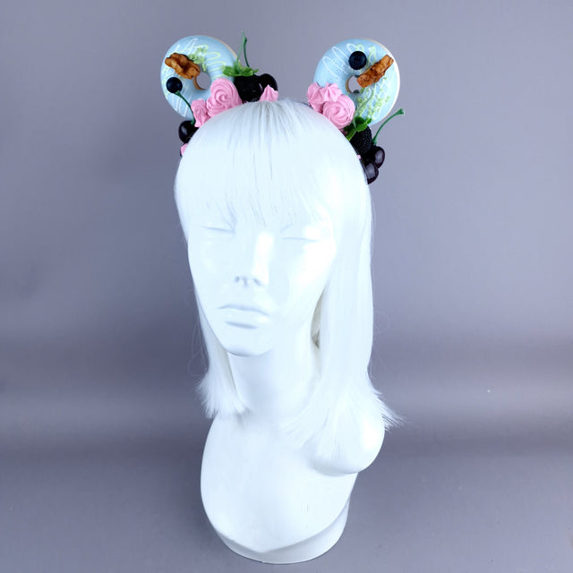 "Delish" Blue Donut Ear, Pink Icing, Blue Headband Headpiece