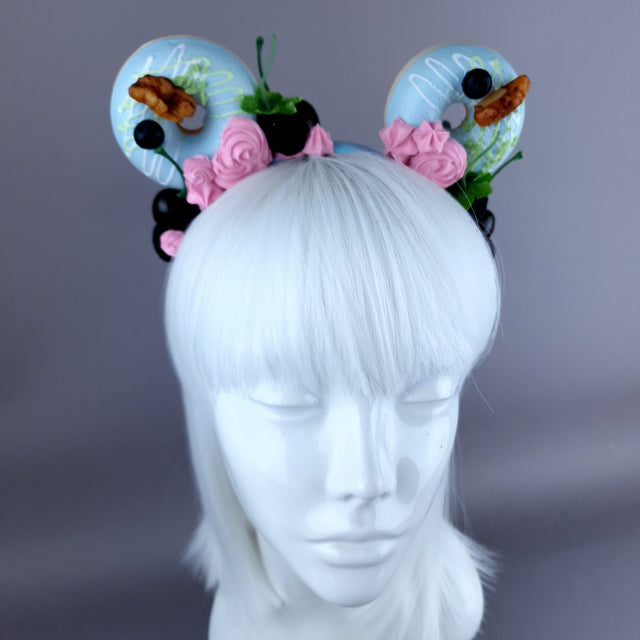"Delish" Blue Donut Ear, Pink Icing, Blue Headband Headpiece