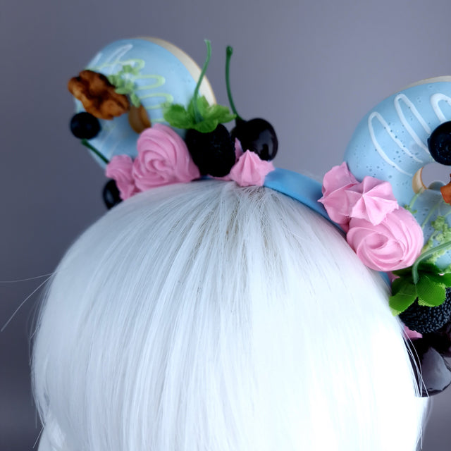 "Delish" Blue Donut Ear, Pink Icing, Blue Headband Headpiece