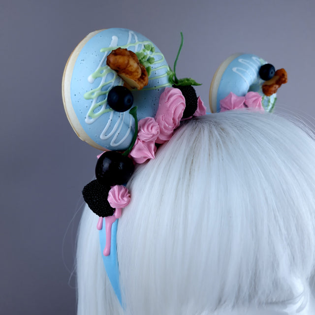 "Delish" Blue Donut Ear, Pink Icing, Blue Headband Headpiece
