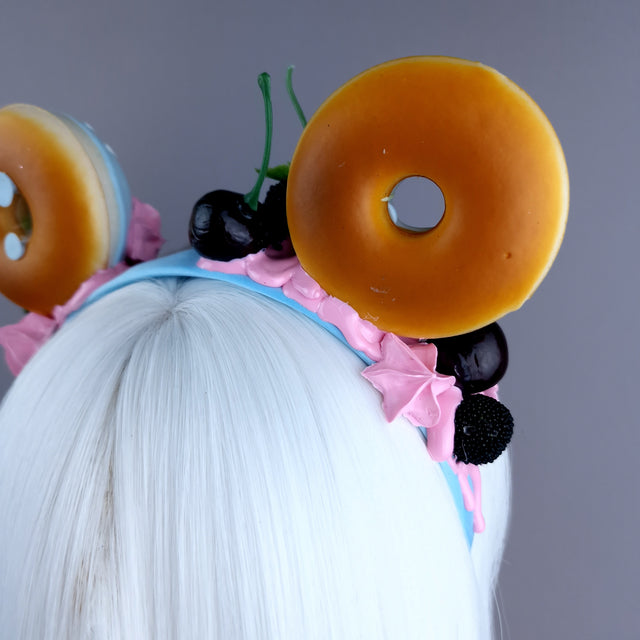 "Delish" Blue Donut Ear, Pink Icing, Blue Headband Headpiece