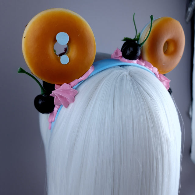 "Delish" Blue Donut Ear, Pink Icing, Blue Headband Headpiece
