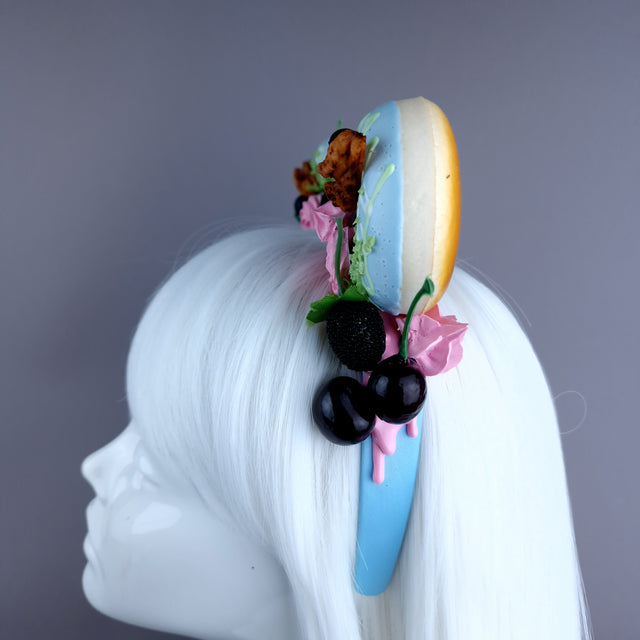 "Delish" Blue Donut Ear, Pink Icing, Blue Headband Headpiece