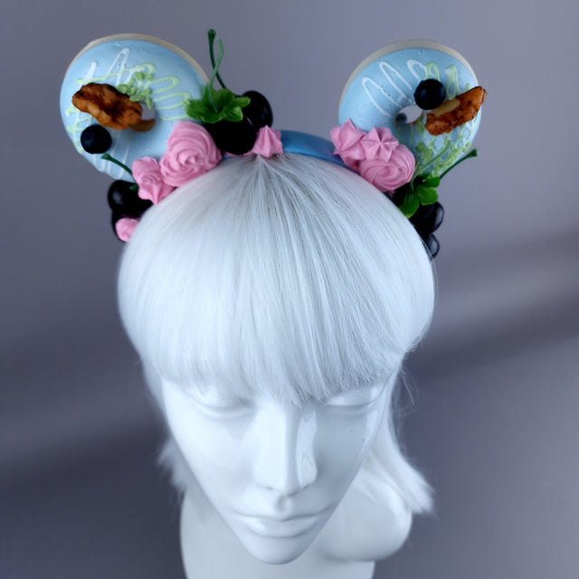 "Delish" Blue Donut Ear, Pink Icing, Blue Headband Headpiece