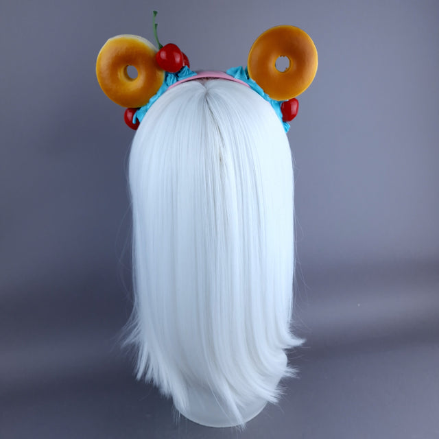 "Delish" Yellow Donut Ear, Blue Icing, Pink Headband Headpiece