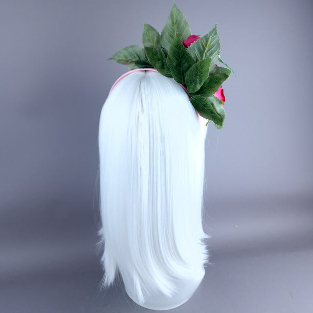 "Eirene" Bird & Pink Roses Flower Headpiece