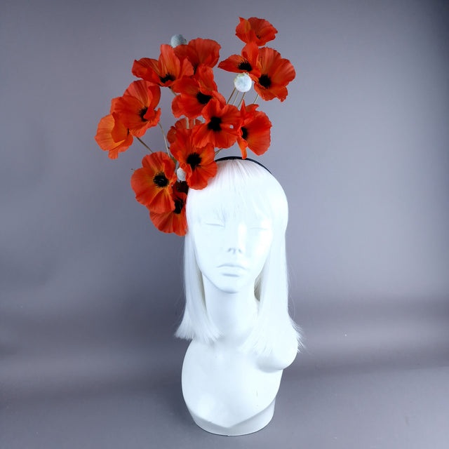 "Ketura" Orange Poppy Flower Headpiece