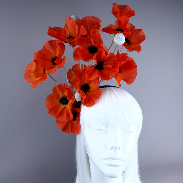 "Ketura" Orange Poppy Flower Headpiece