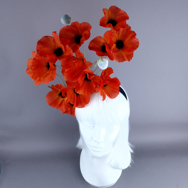 "Ketura" Orange Poppy Flower Headpiece