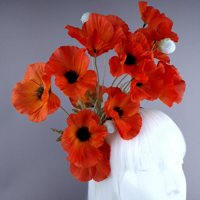 "Ketura" Orange Poppy Flower Headpiece