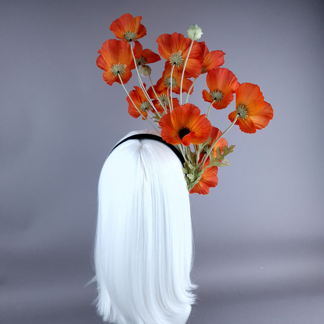 "Ketura" Orange Poppy Flower Headpiece