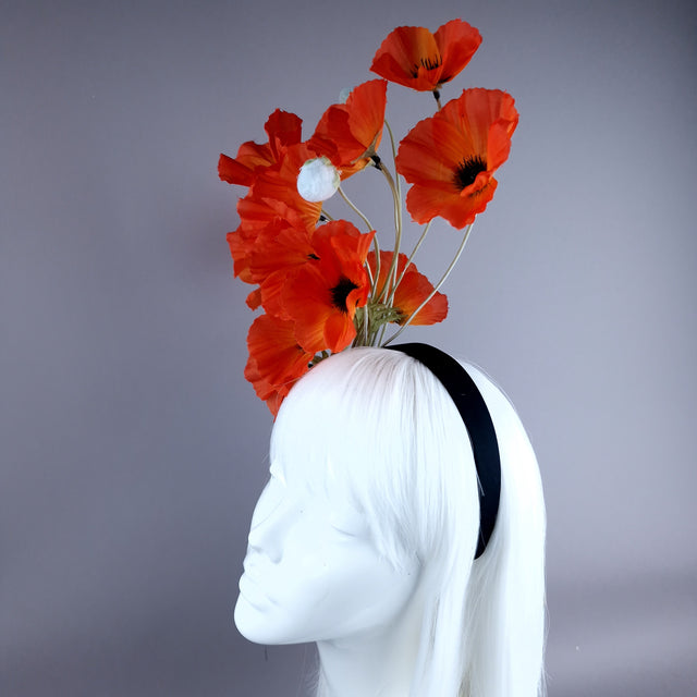 "Ketura" Orange Poppy Flower Headpiece