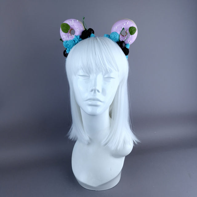 "Delish" Purple Donut Ear, Blue Icing, Purple Headband Headpiece