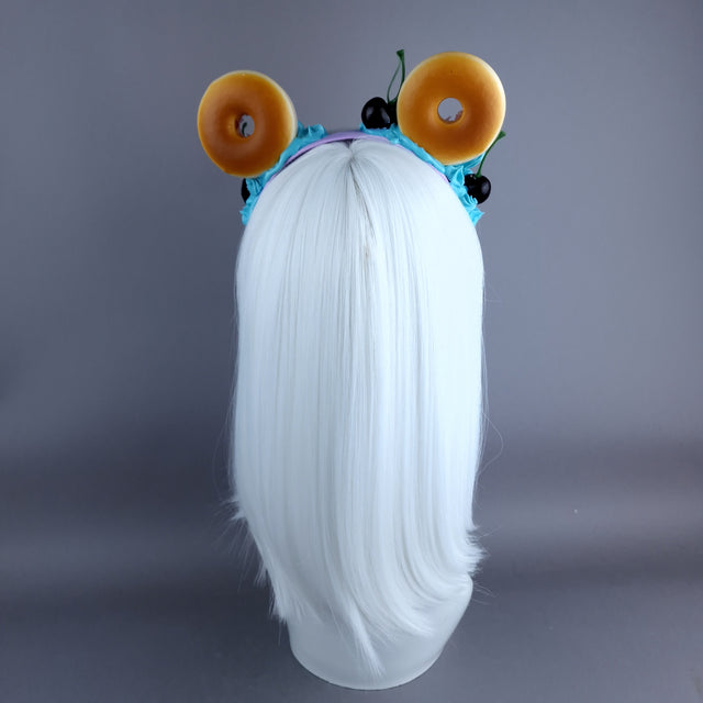 "Delish" Purple Donut Ear, Blue Icing, Purple Headband Headpiece