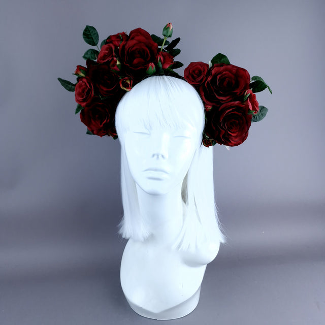 "Levana" Red Roses Flower Crown