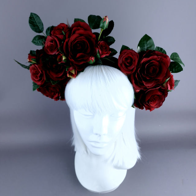 "Levana" Red Roses Flower Crown