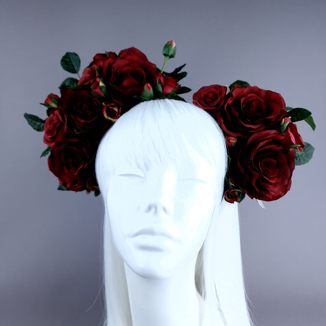 "Levana" Red Roses Flower Crown