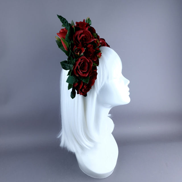 "Levana" Red Roses Flower Crown