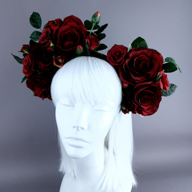 "Levana" Red Roses Flower Crown