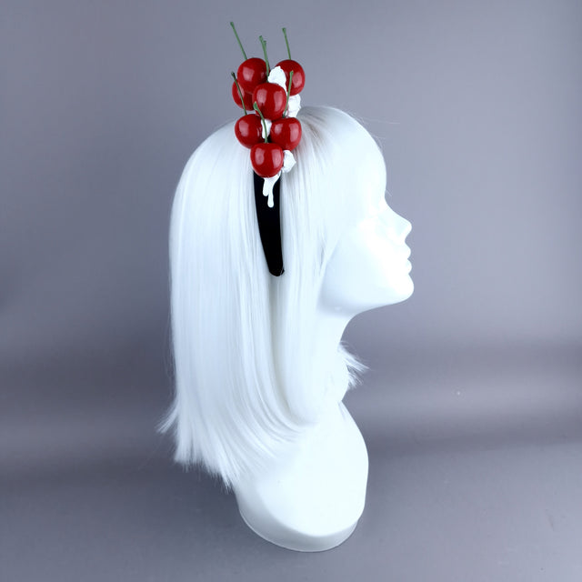 "Cheri" Cherry & Cream Headband Headpiece