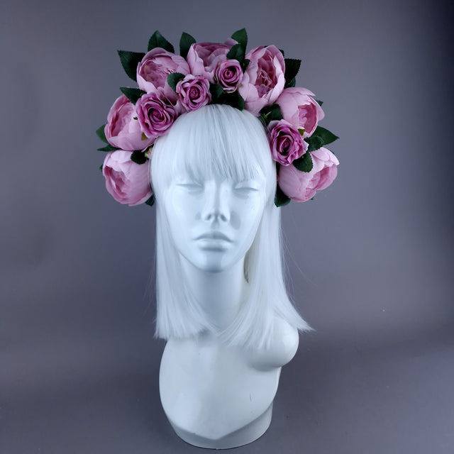 "Valonia" Pink Roses Flower Crown