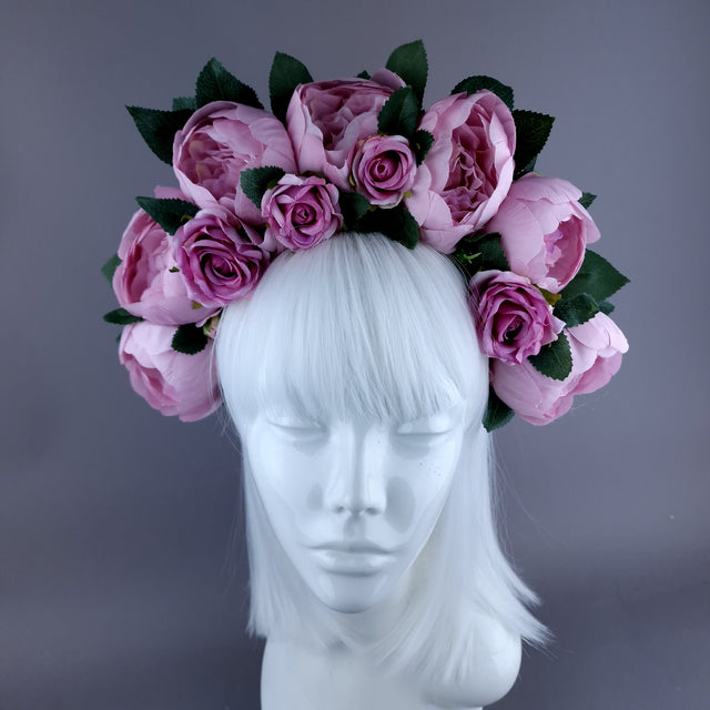 "Valonia" Pink Roses Flower Crown